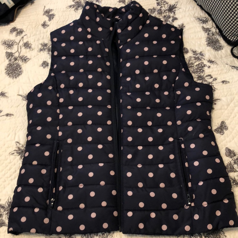 Navy and pale pink puffer vest. XS